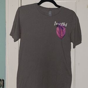 Elegant Gray Tee with Purple Heart Accent